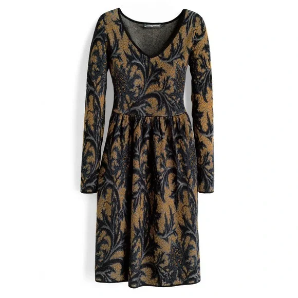 Peruvian Connection Martella Pima Cotton Jacquard Midi Dress XL Dark Academia - Picture 3 of 9